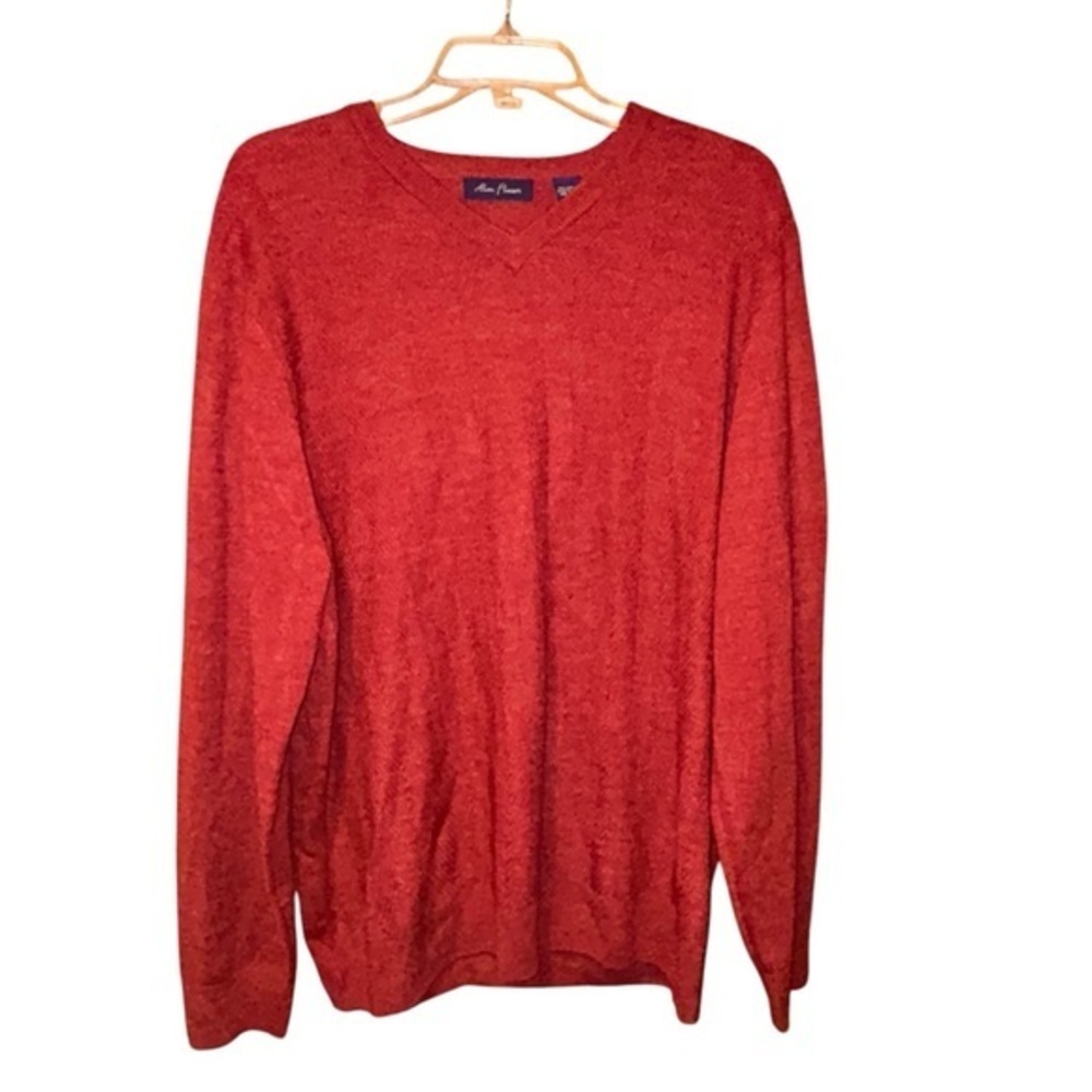 Alan‎ Flusser Men’s V Neck Acrylic Sweater Burnt Orange Size XL